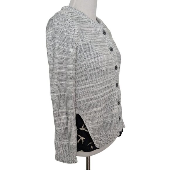 Field & Flower Marled Cardigan Womens Size Small Bird Print Button Front Sweater - Picture 5 of 10